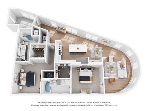 Floor plan for 2 beds, 2 baths, 1430 sqft